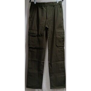 FlexRover Men’s Cargo Pants L/32 Green Utility Straight Leg Elastic Waist